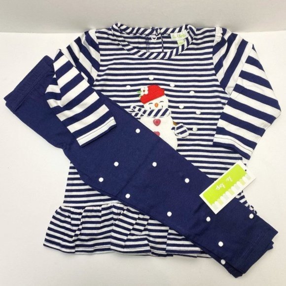 Le Top Toddler Boutique Girls Holiday Snowman Top & Pants Outfit Set Sz 18M NWT - Picture 1 of 9